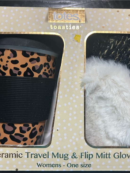 totes Other - totes Leopard Print Mug & Cream Faux-Fur Flip mitts - glove’s